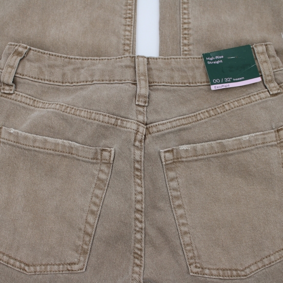 Women’s High Rise Distressed Straight Leg Jeans - Light Brown Size 00 & 4 - Picture 4 of 12